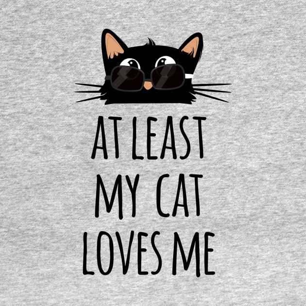 At least my cat loves me cute and funny black cat dad wearing sunglasses by Rishirt